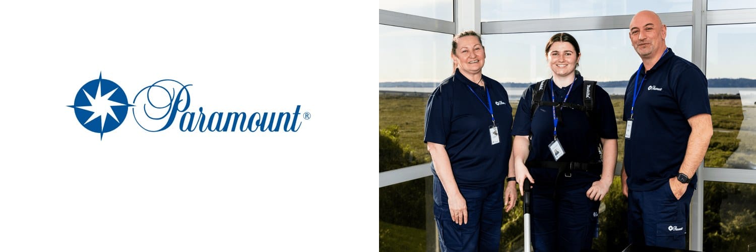 Paramount Cleaning - logo and cleaning team, commercial cleaners in Blenheim